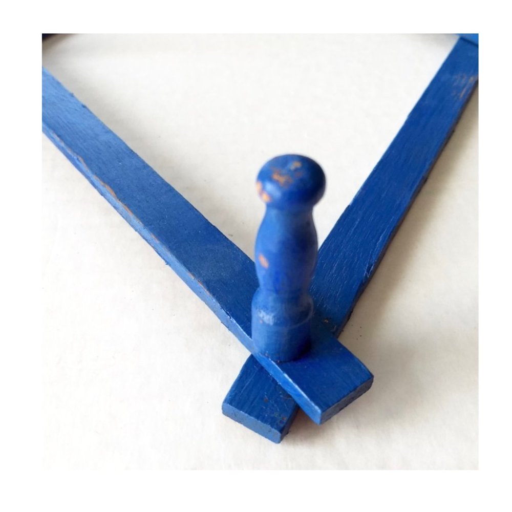 VTG Painted Blue Wood Expandable Peg Rack Coffee - Picture 4 of 6